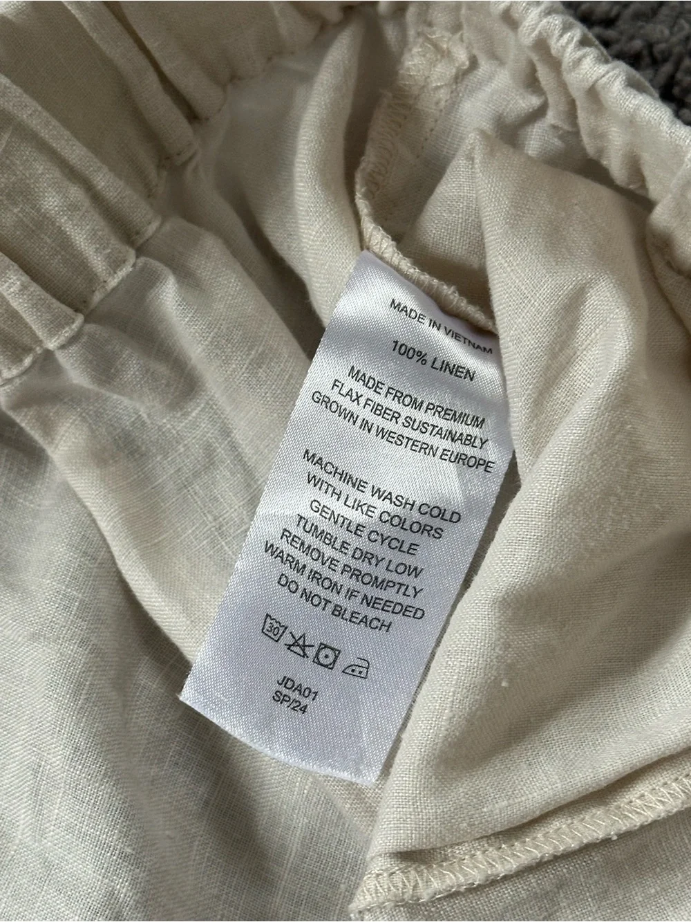 Quince Linen Elastic Waist Crop Pants - Beige / Flax Large